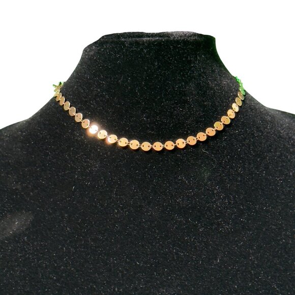 Women's Gold-Tone Disc Chain Choker Necklace With Adjustable Clasp - Picture 1 of 6